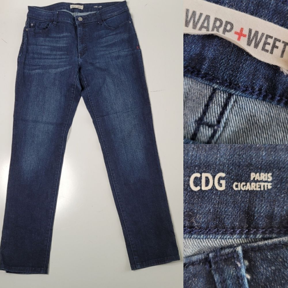31 WARP + WEFT CDG PARIS CIGARETTE DARK WASH STRETCH JEANS NORDSTROM LIKE NEW 30